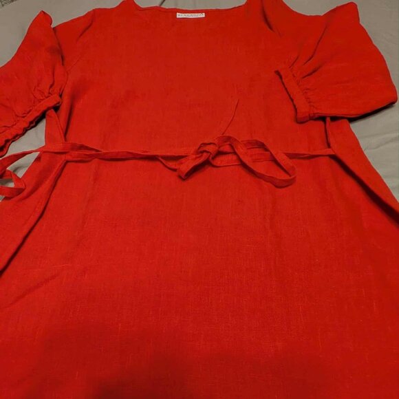 Bryn Walker Red A Line Midi Dress Size Small Heavy Linen Never Washed or Worn - Picture 7 of 12